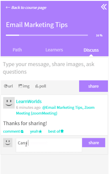 learning activity comment