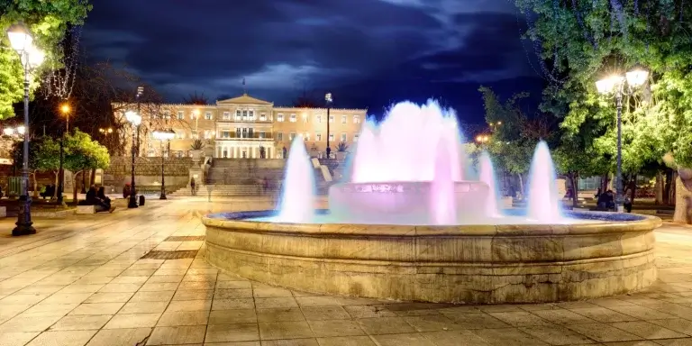 A view of the Syntagma Square and the Parliament in Athens, Greece