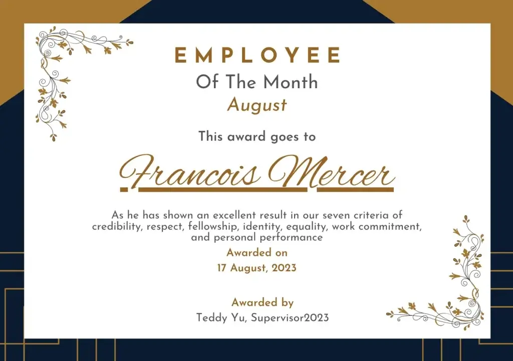 13 Employee of the month