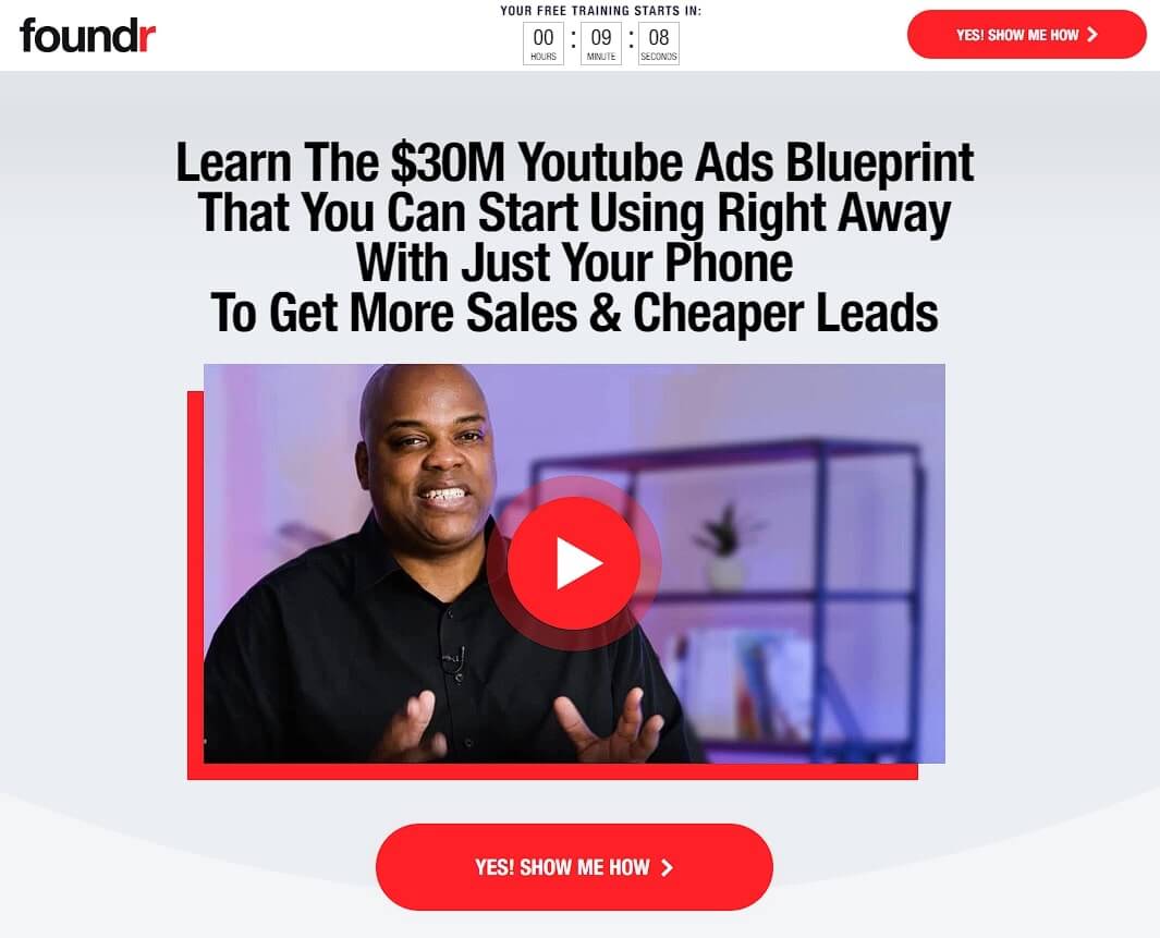 A course example by Foundr for ecommerce and youtube ads.