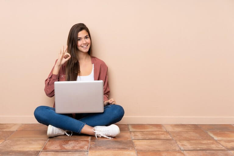 girl with a laptop