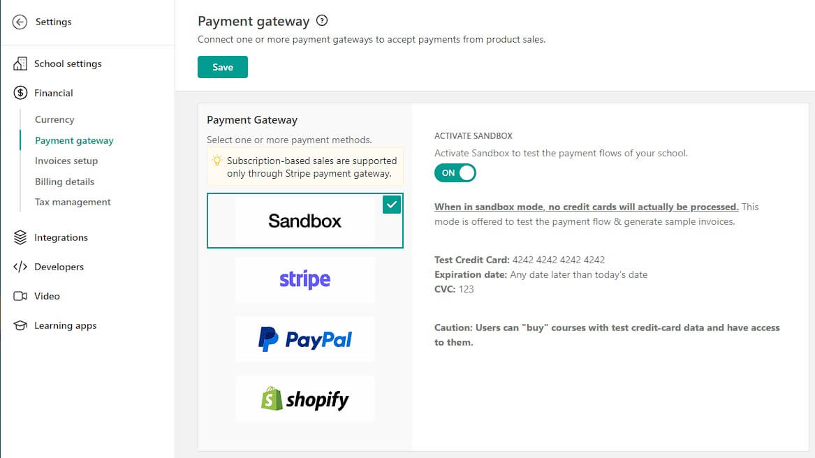 Learnworlds payment gateway connecting Shopify to sell online courses and digital products.