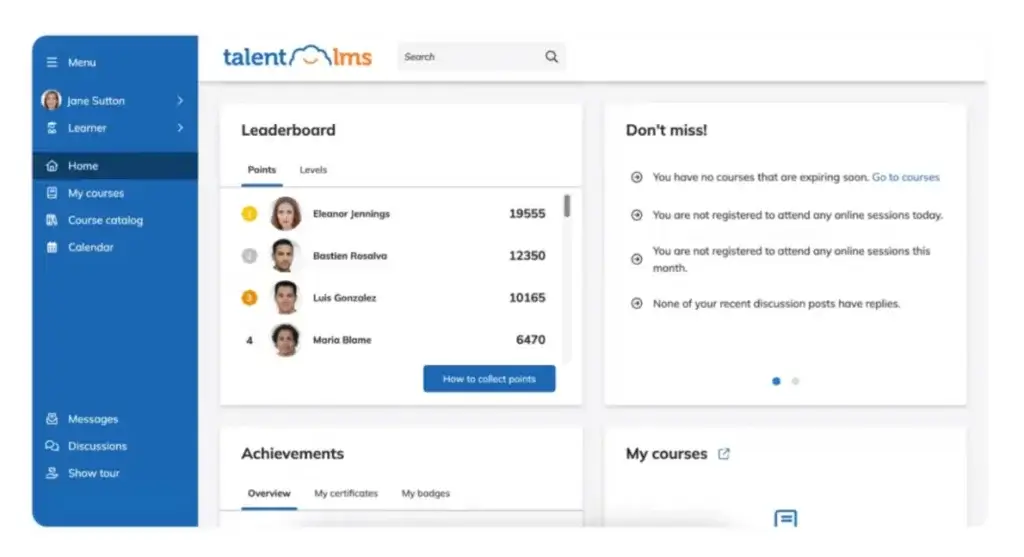 A screenshot showing TalentLMS's platform and user interface.