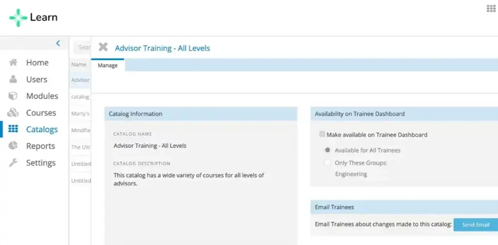 A screenshot showing Trakstar Learn's platform and user interface.