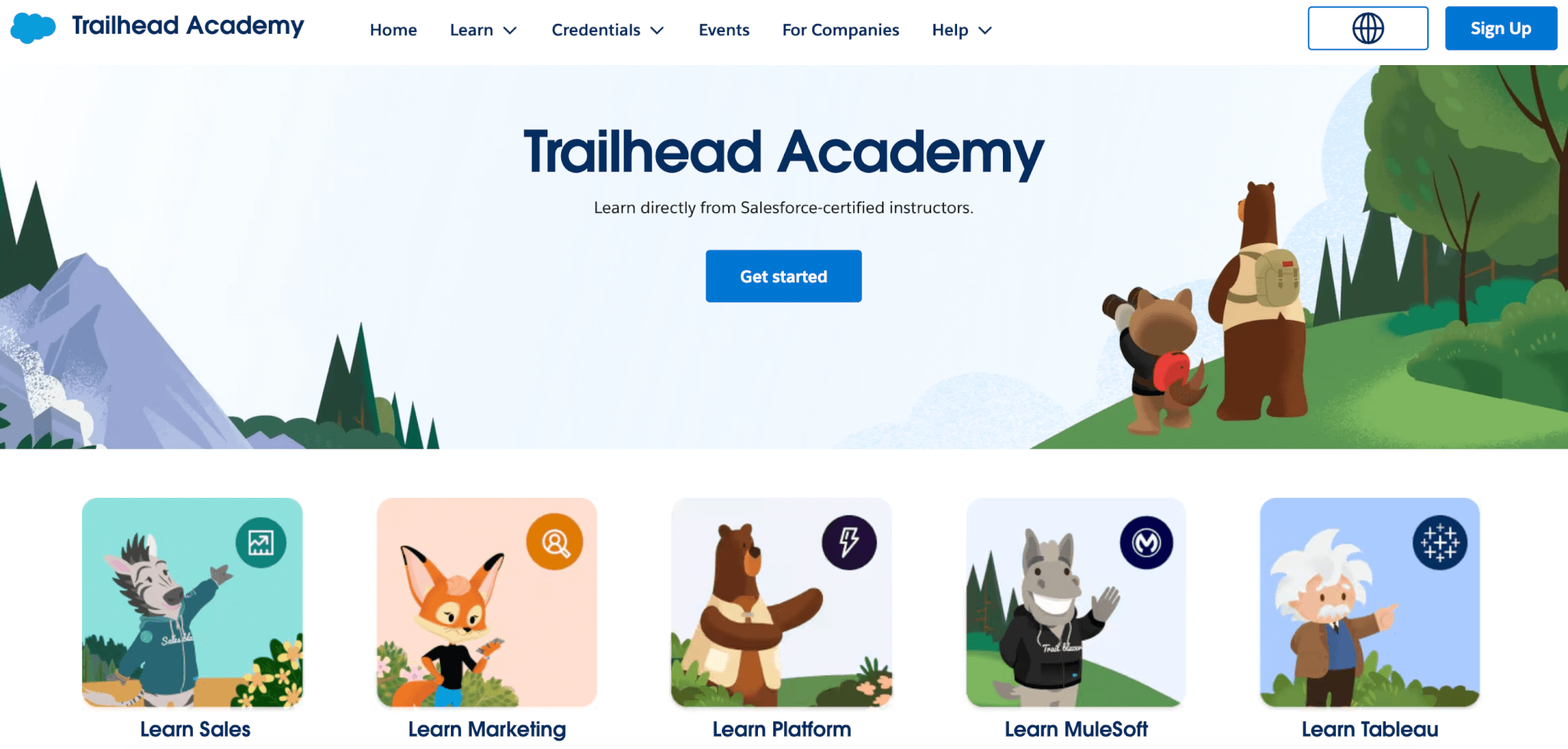 a screenshot of Trailhead Academy showcasing available courses in animated design