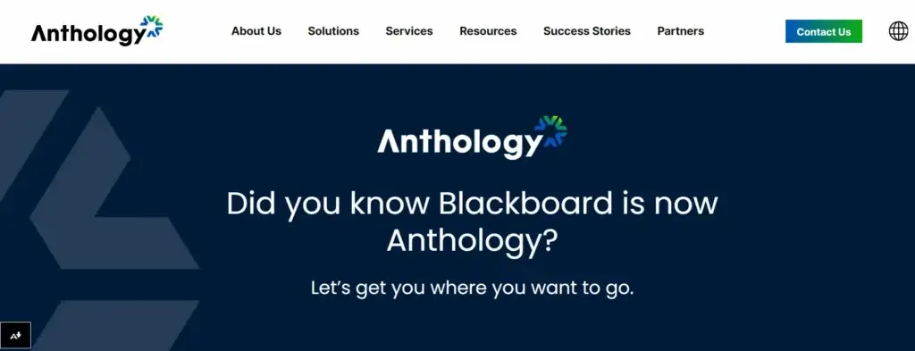 A screenshot showing part of Anthology's website.