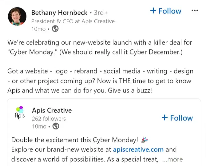 This company opted to relaunch their website together with a special Cyber Monday offer