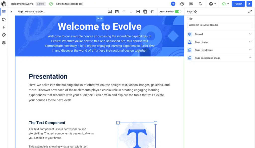  A screenshot showing Evolve's platform and part of its website.