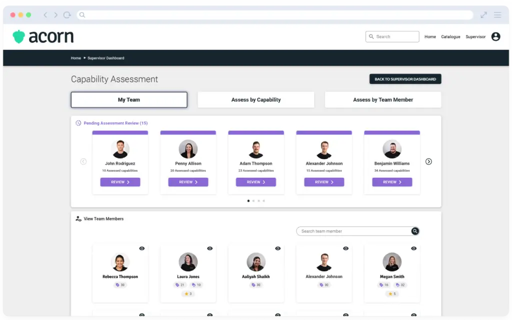 A screenshot of Acorn LMS dashboard.